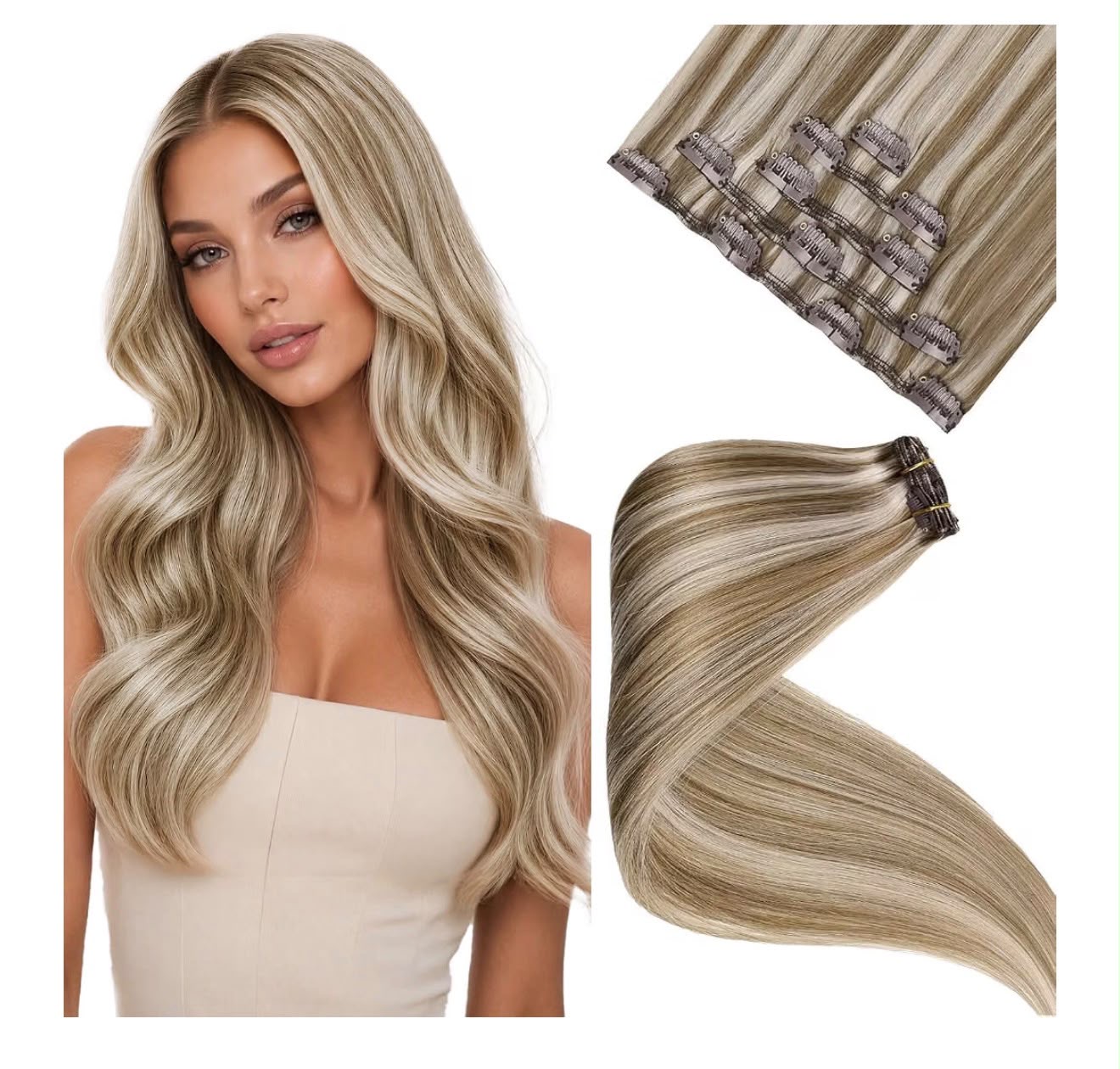 Blonde Highlights real human hair clip-in extensions